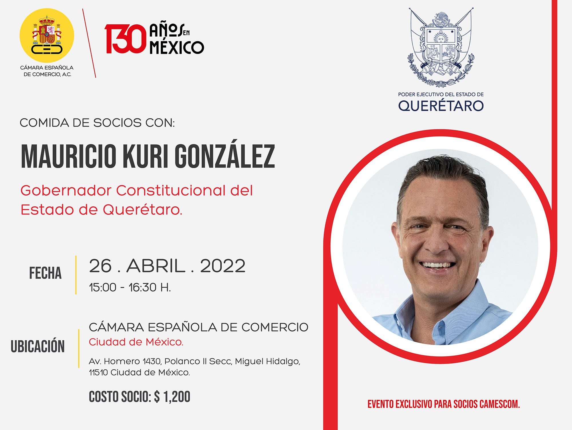 Comida con: Mauricio Kuri, gobernador de Querétaro (EVENTO CERRADO)